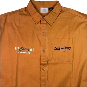 GM Chevy Camaro SS Short Sleeve Graphic Print Button Work Shirt NWT